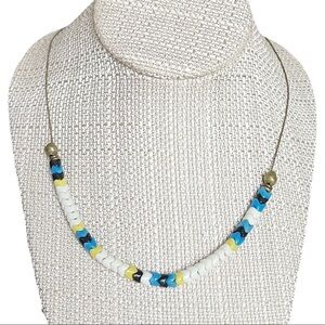 Vintage Southwestern Glass Beaded Silver Tone Necklace